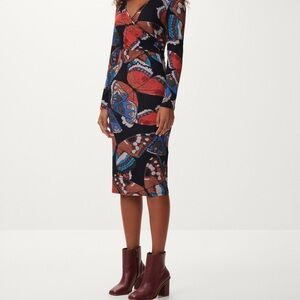 Lez a Lez Butterfly Printed Midi Dress - XL